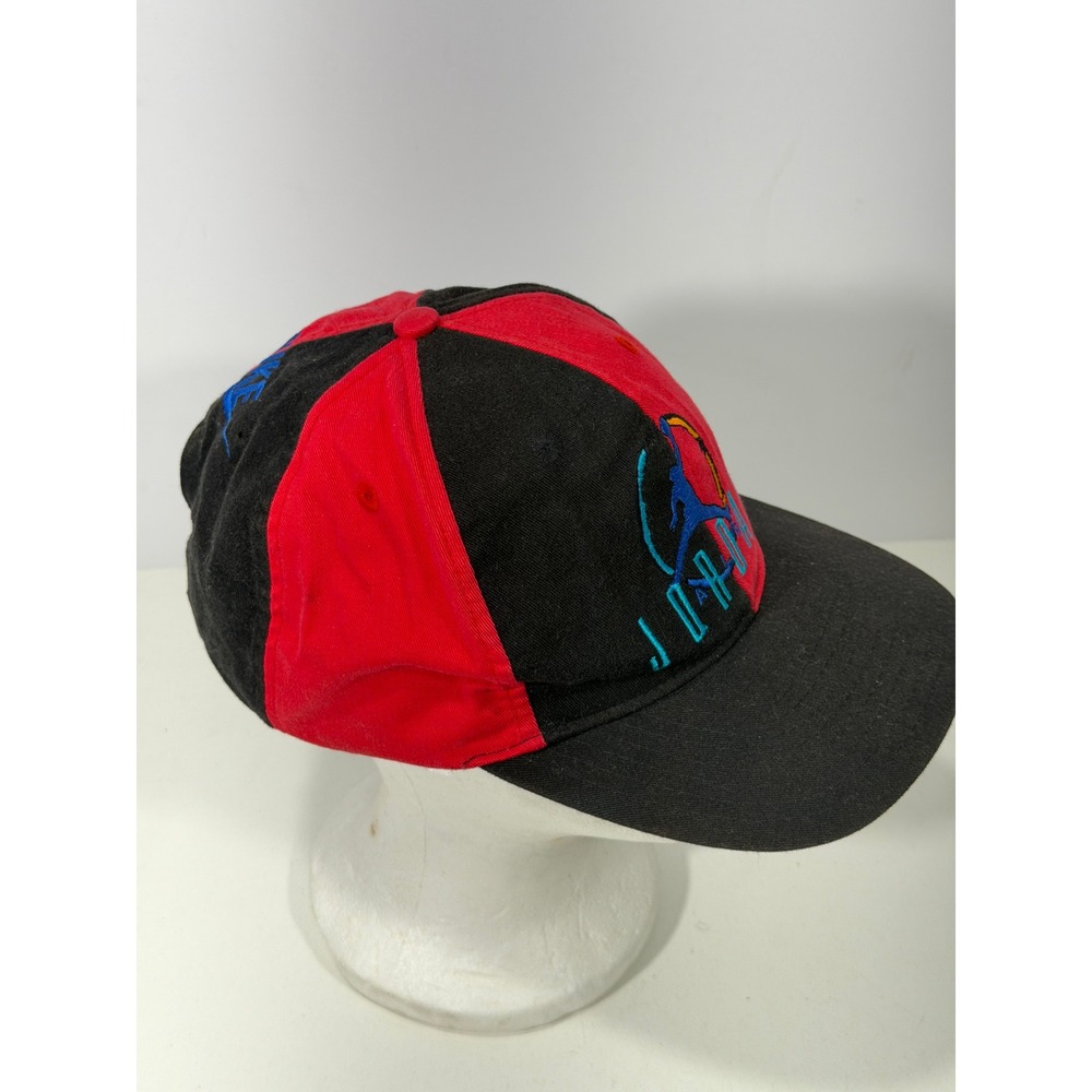 Vintage Nike Air Jordan Snapback Hat Red Black Split Jumpman 90s Cap S3-08-11 - Picture 3 of 8